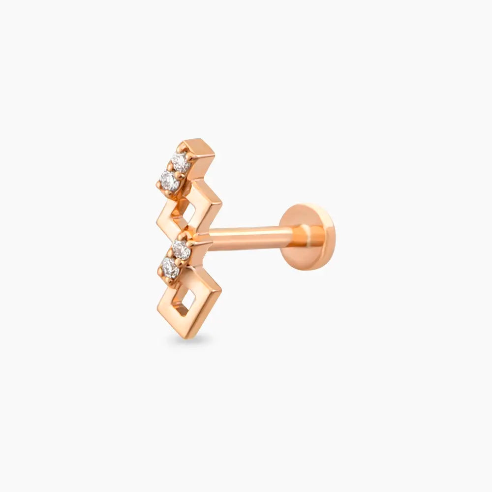Honeycomb Pırlanta Taşlı Rose Altın Piercing