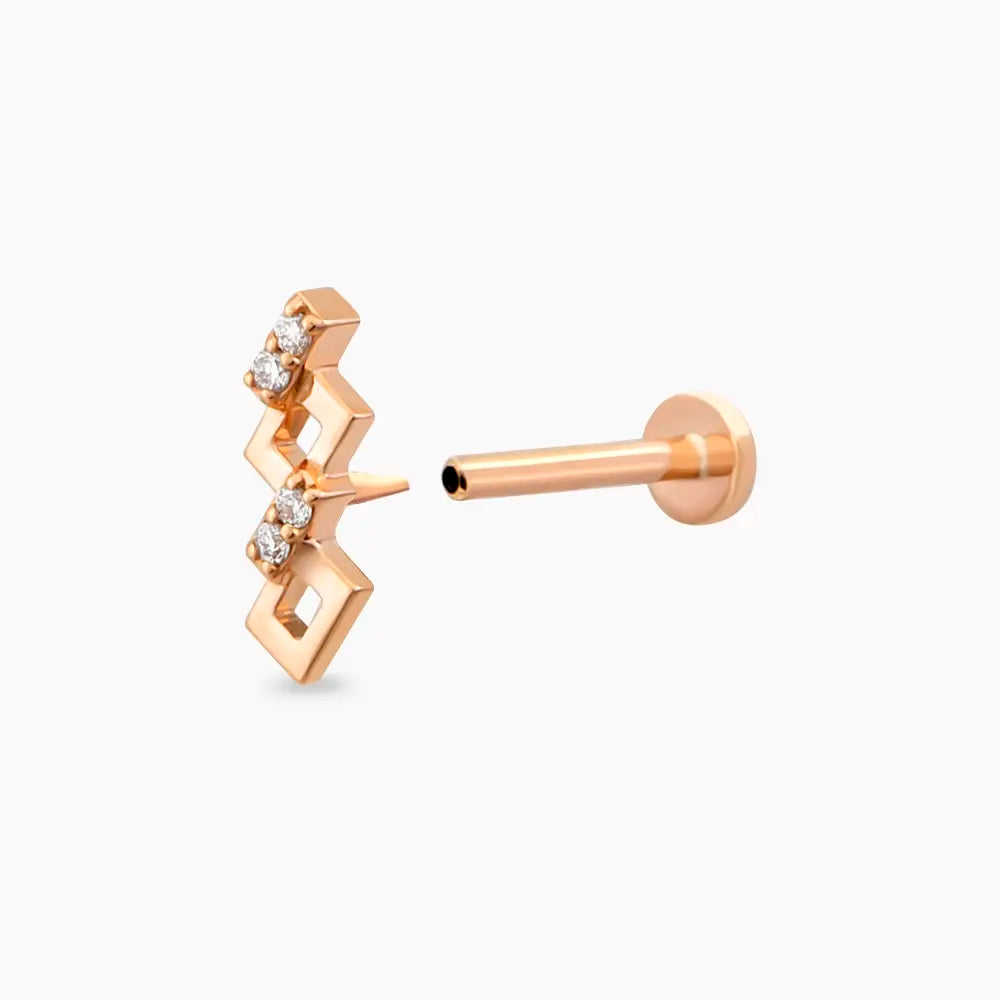 Honeycomb Pırlanta Taşlı Rose Altın Piercing