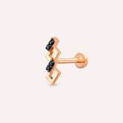 Honeycomb Siyah Pırlanta Taşlı Rose Altın Piercing