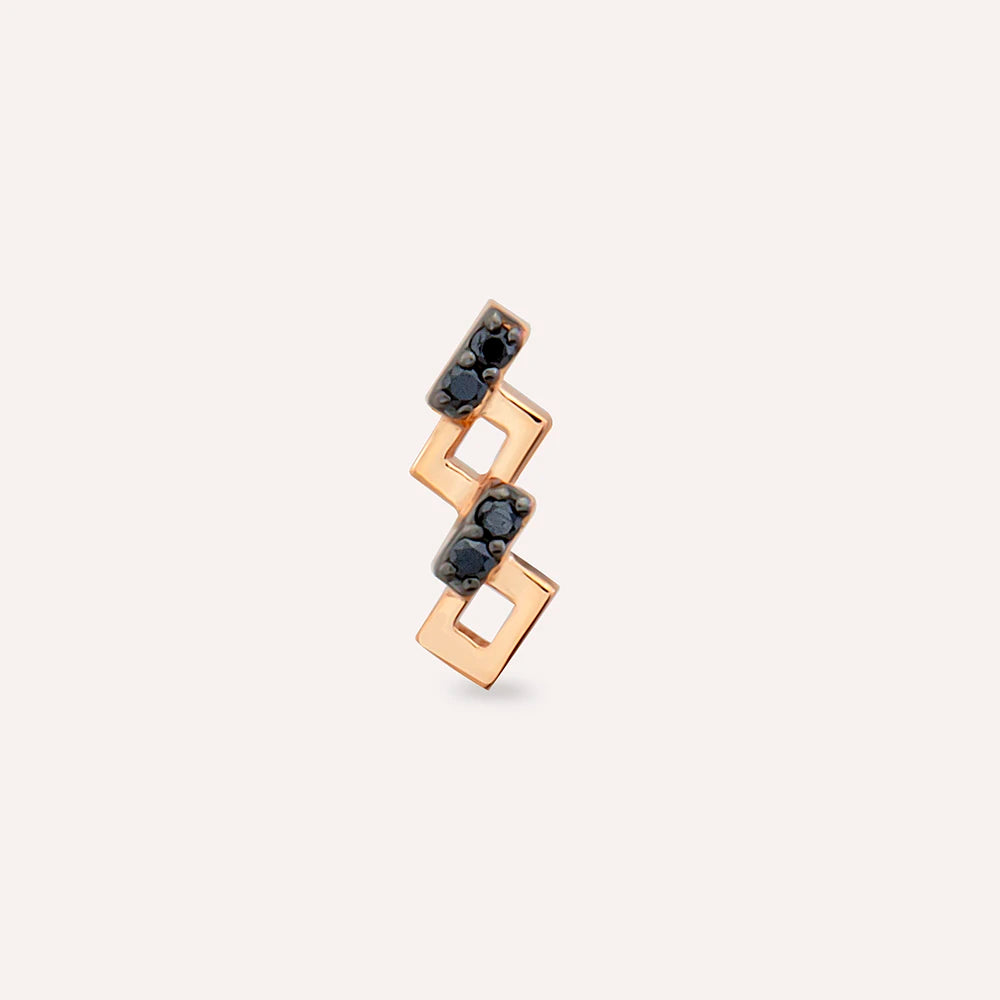 Honeycomb Siyah Pırlanta Taşlı Rose Altın Piercing