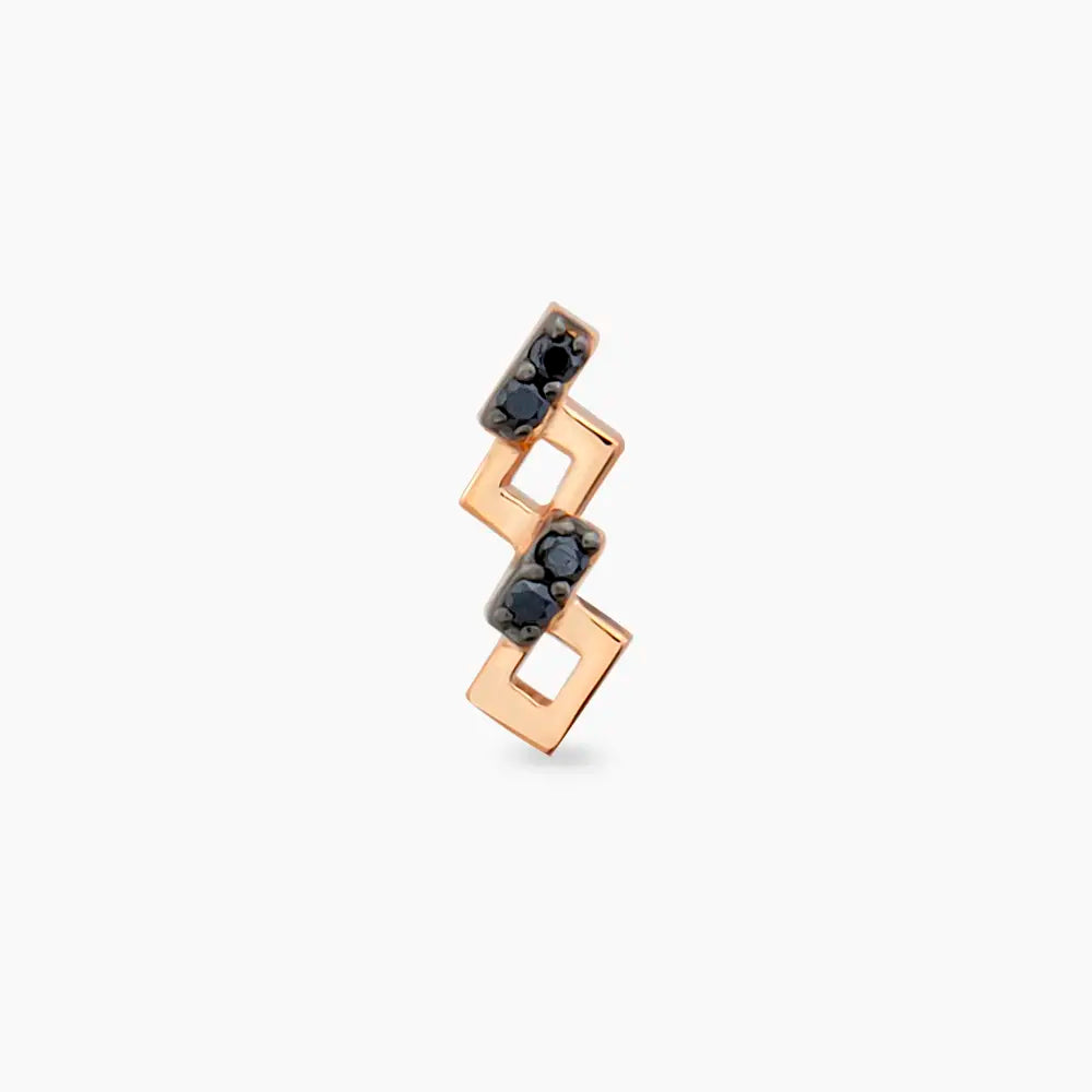 Honeycomb Siyah Pırlanta Taşlı Rose Altın Piercing