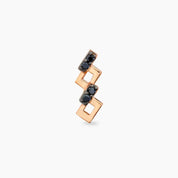 Honeycomb Siyah Pırlanta Taşlı Rose Altın Piercing