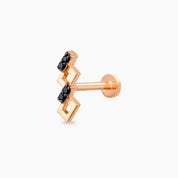 Honeycomb Siyah Pırlanta Taşlı Rose Altın Piercing