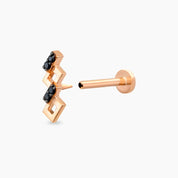 Honeycomb Siyah Pırlanta Taşlı Rose Altın Piercing