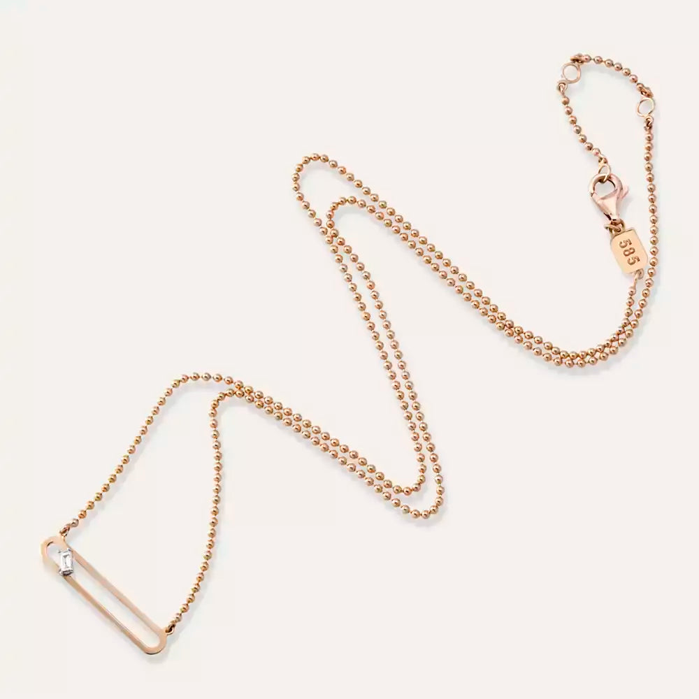 Hook Pırlanta Taşlı Rose Altın Kolye