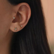 Hue Green Safir Taşlı Rose Altın Tek Küpe