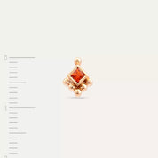 Hue Orange Safir Taşlı Rose Altın Tek Küpe