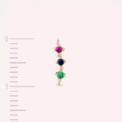 Hued Çok Renkli Taşlı Rose Altın Tek Küpe