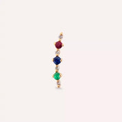 Hued Pırlanta, Safir, Yakut ve Zümrüt Taşlı Rose Altın Piercing