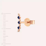 Hued Safir ve Pırlanta Taşlı Rose Altın Tek Küpe