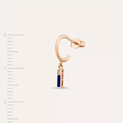 İ Harf Lacivert Mineli ve Pırlanta Taşlı Tek Küpe