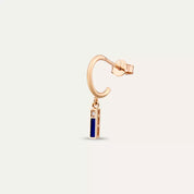 İ Harf Lacivert Mineli ve Pırlanta Taşlı Tek Küpe