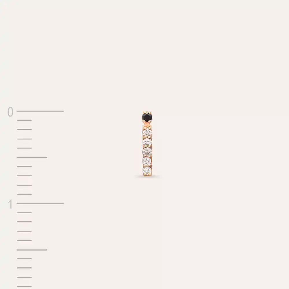 İ Harf Pırlanta Taşlı Rose Altın Tek Küpe