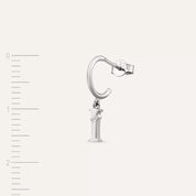 I Harf Pırlanta Taşlı Sallantılı Beyaz Altın Küpe