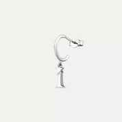 I Harf Pırlanta Taşlı Sallantılı Beyaz Altın Küpe