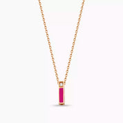 I Harf Pırlanta Taşlı ve Pembe Mineli Rose Altın Kolye