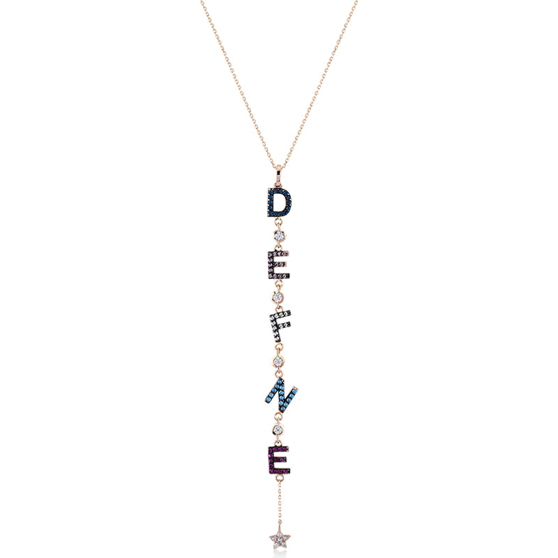 Name Digit Design Gold Necklace