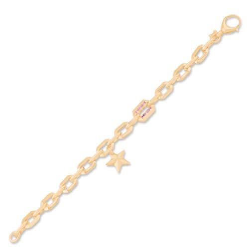 İtalyan Tasarım Pembe Taş Detaylı Yıldız Bileklik