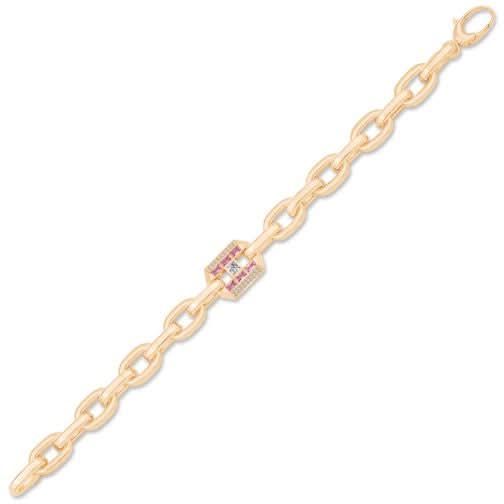 İtalyan Tasarım Pembe Taşlı Detaylı Bileklik