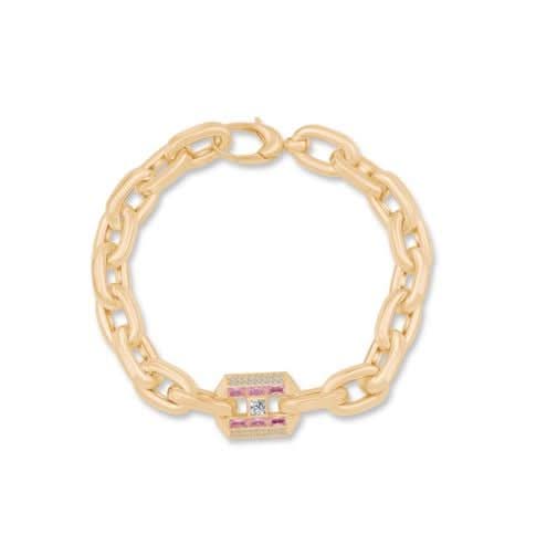 İtalyan Tasarım Pembe Taşlı Detaylı Bileklik