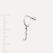 J Harf Pırlanta Taşlı Sallantılı Beyaz Altın Küpe