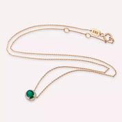 Jade Oval Kesim Zümrüt ve Pırlanta Taşlı Rose Altın Kolye