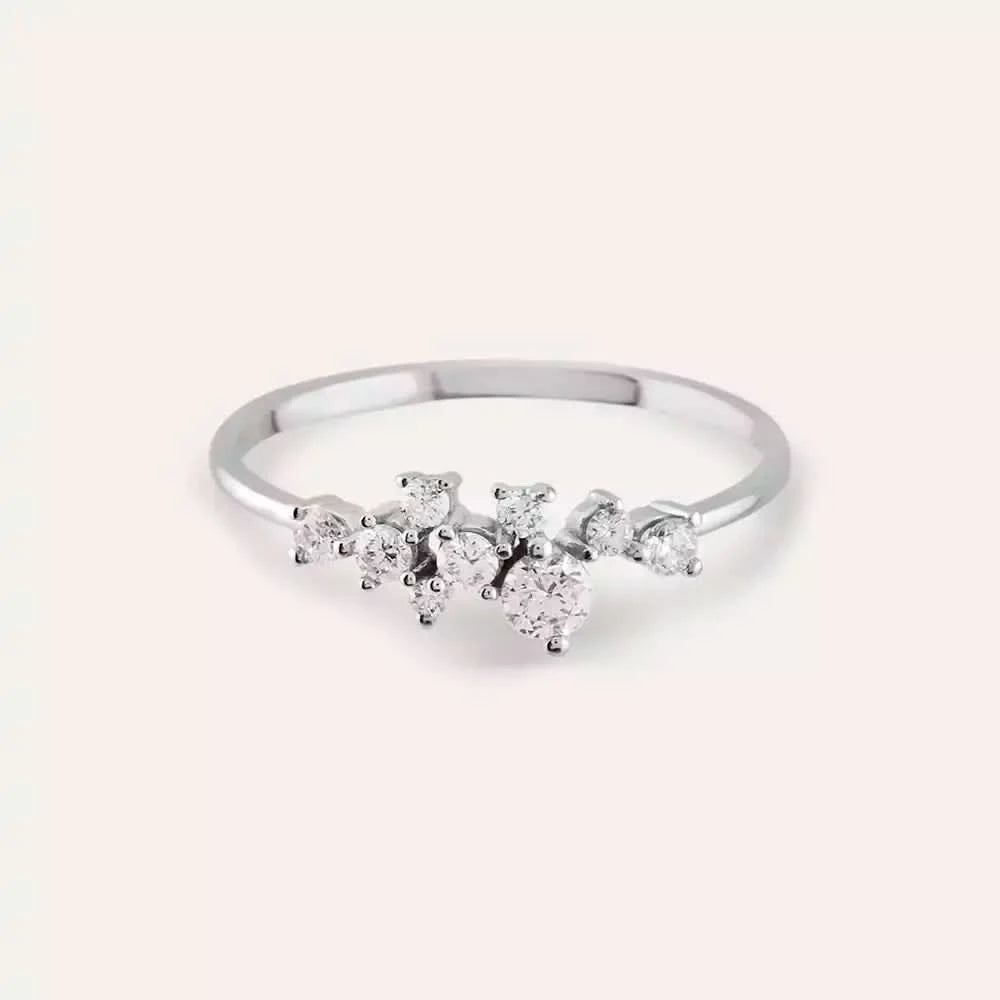 Jasmine Pırlanta Taşlı Beyaz Altın Yüzük