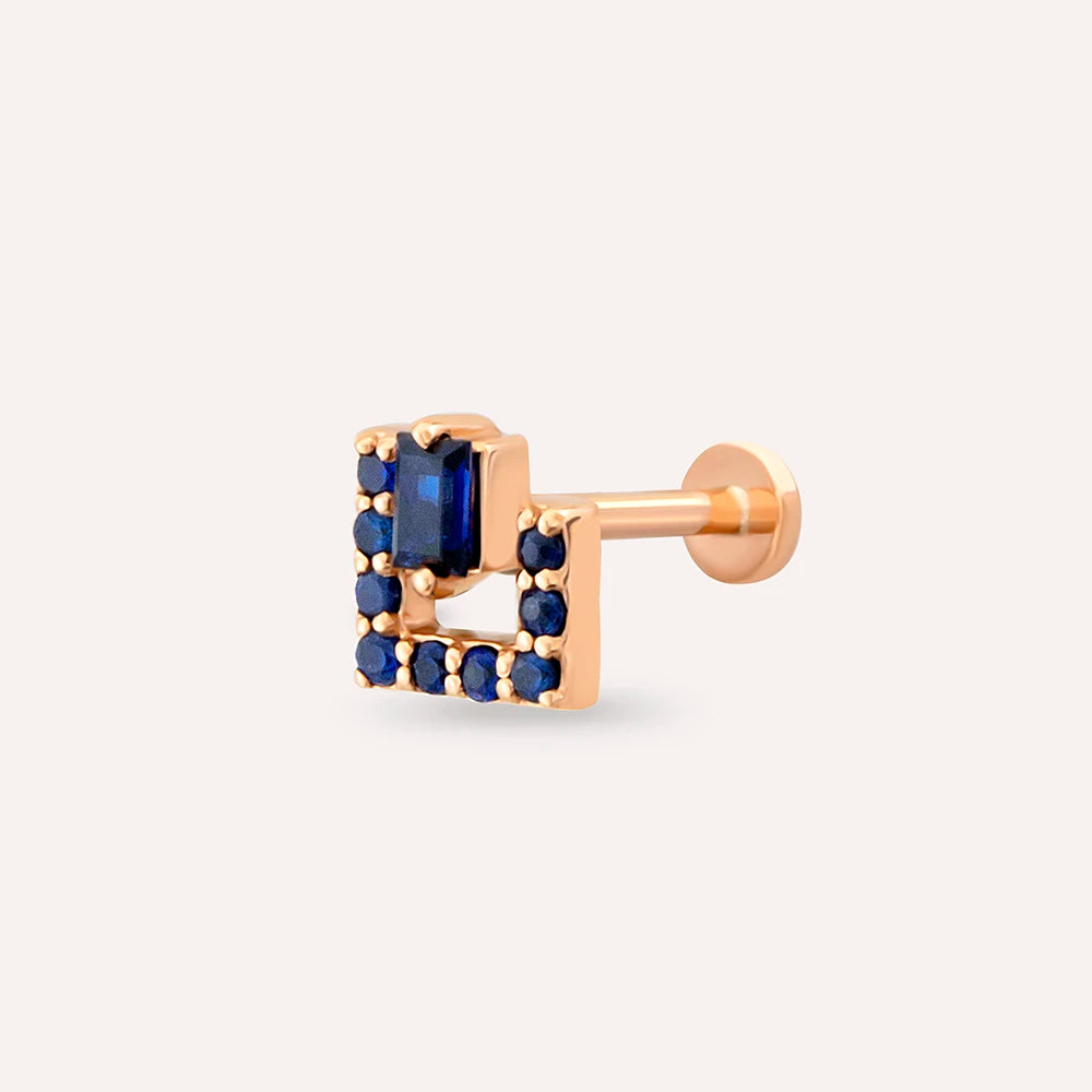 Jill Blue Safir Taşlı Rose Altın Piercing