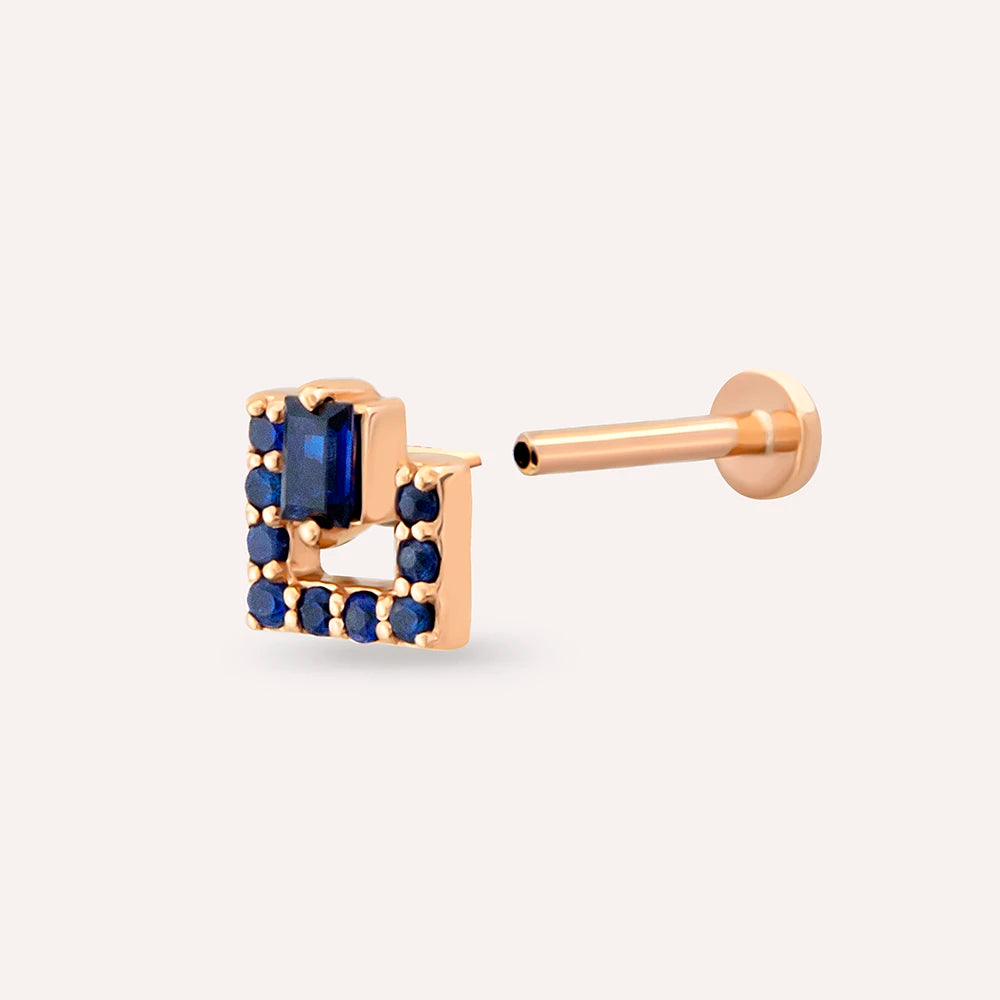 Jill Blue Safir Taşlı Rose Altın Piercing