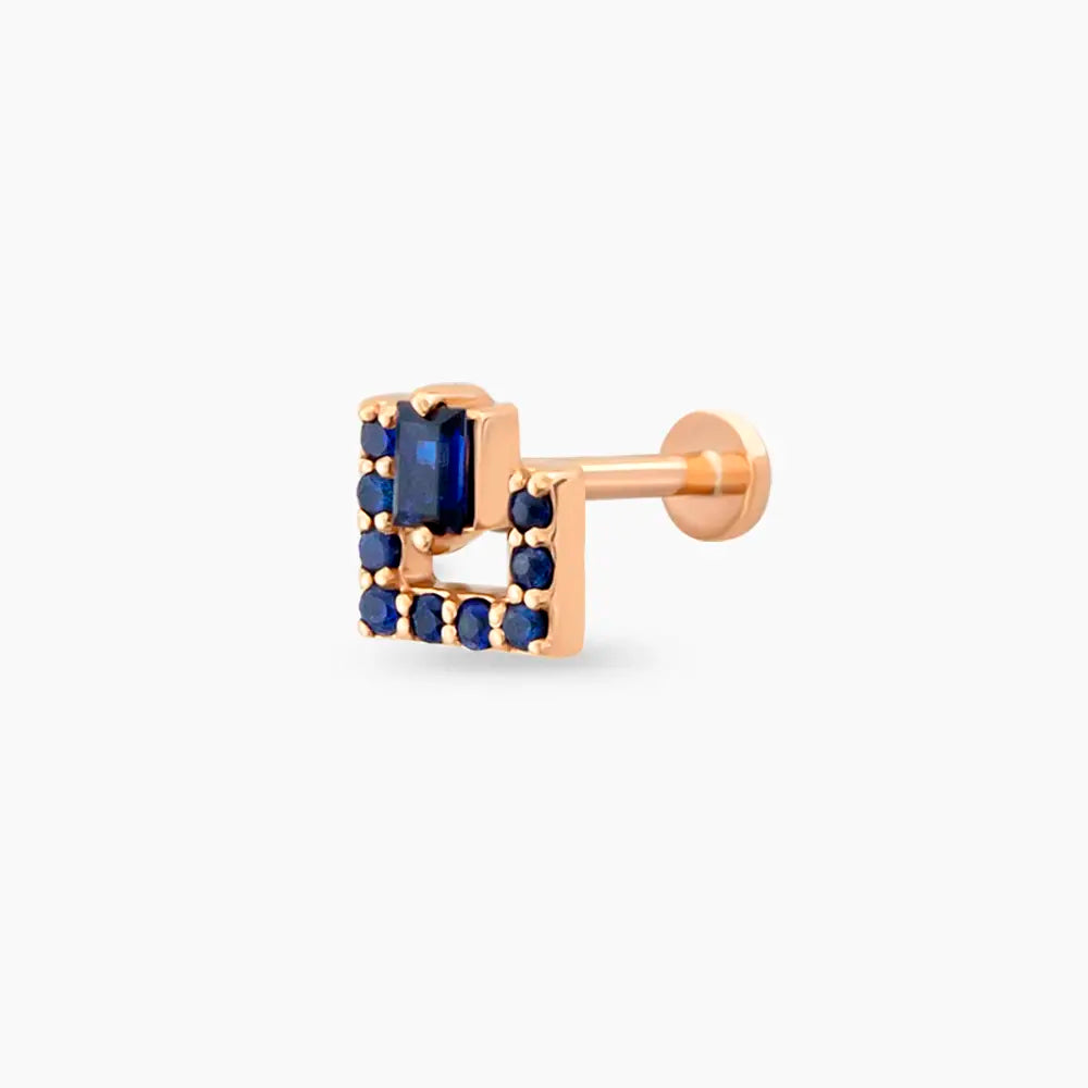 Jill Blue Safir Taşlı Rose Altın Piercing
