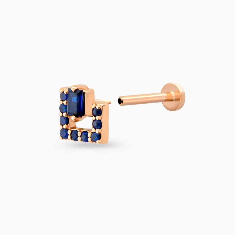 Jill Blue Safir Taşlı Rose Altın Piercing