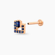 Jill Blue Safir Taşlı Rose Altın Piercing