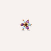 Joy Ametist ve Aquamarin Taşlı Rose Altın Piercing