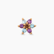 Joy Ametist ve Aquamarin Taşlı Rose Altın Piercing