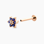 Joy Safir ve Pırlanta Taşlı Rose Altın Piercing