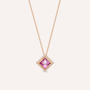 Jules 0.50 CT Pink Safir ve Pırlanta Taşlı Rose Altın Kolye