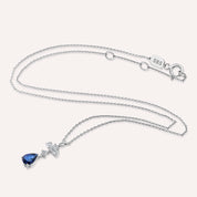 Julia 1.66 CT Safir ve Pırlanta Taşlı Beyaz Altın Kolye