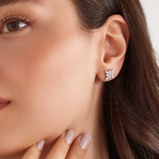 Juno Pırlanta Taşlı Beyaz Altın Küpe