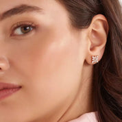 Juno Pırlanta Taşlı Rose Altın Küpe