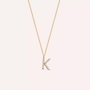 K Harf 0.09 CT Pırlanta Taşlı Rose Altın Kolye