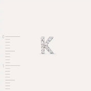 K Harf Pırlanta Taşlı Beyaz Altın Tek Küpe