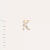 K Harf Pırlanta Taşlı Sarı Altın Tek Küpe