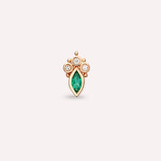 Kai Markiz Kesim Zümrüt ve Pırlanta Taşlı Rose Altın Piercing