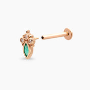 Kai Markiz Kesim Zümrüt ve Pırlanta Taşlı Rose Altın Piercing