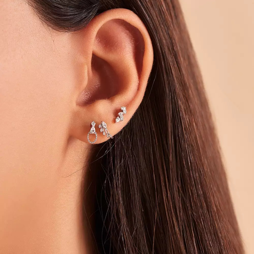 Kalei Pırlanta Taşlı Beyaz Altın Tek Küpe