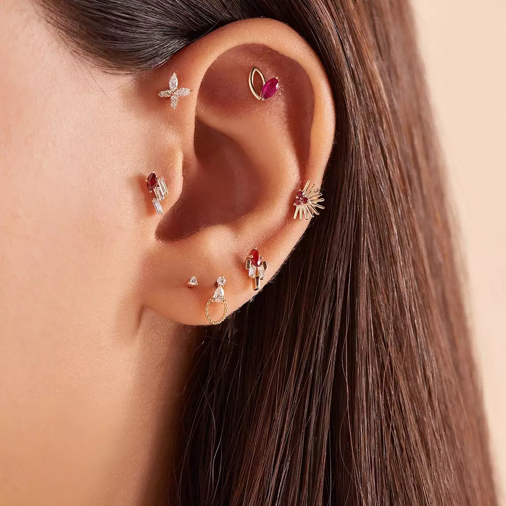 Kalei Pırlanta Taşlı Rose Altın Tek Küpe