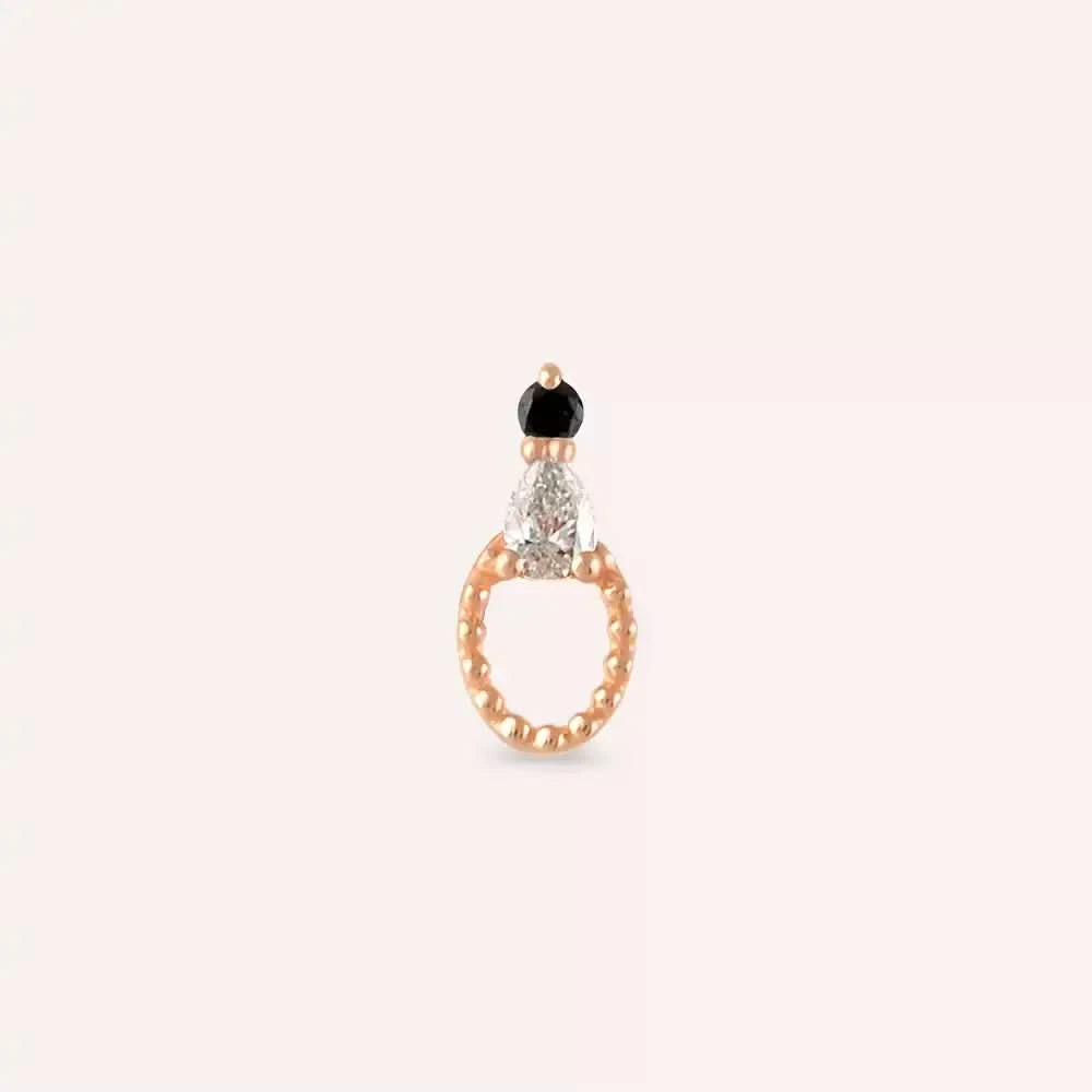 Kalei Siyah Pırlanta Taşlı Rose Altın Piercing