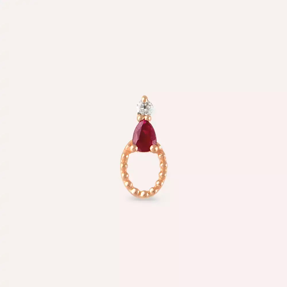 Kalei Yakut ve Pırlanta Taşlı Rose Altın Piercing