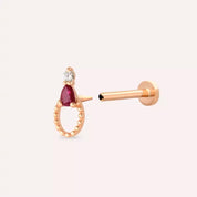Kalei Yakut ve Pırlanta Taşlı Rose Altın Piercing