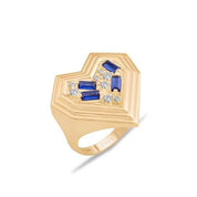 Kalp Yeşil Baget Taşlı Yüzük